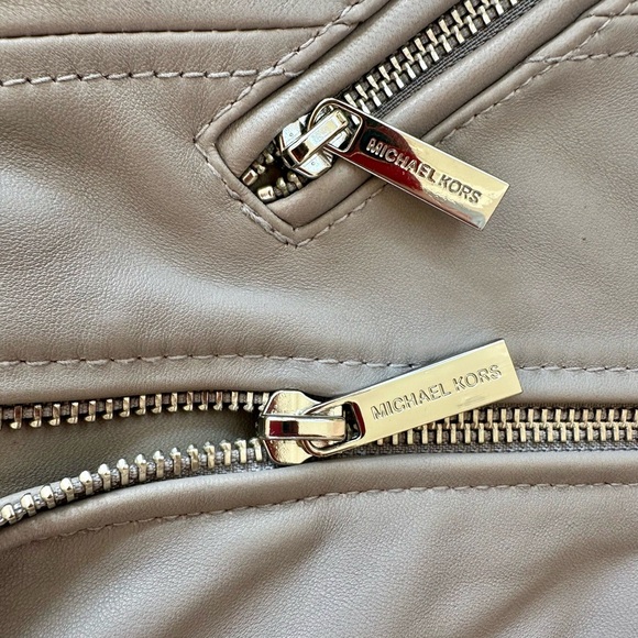 Women's Taupe Leather Jacket - Picture 2 of 9